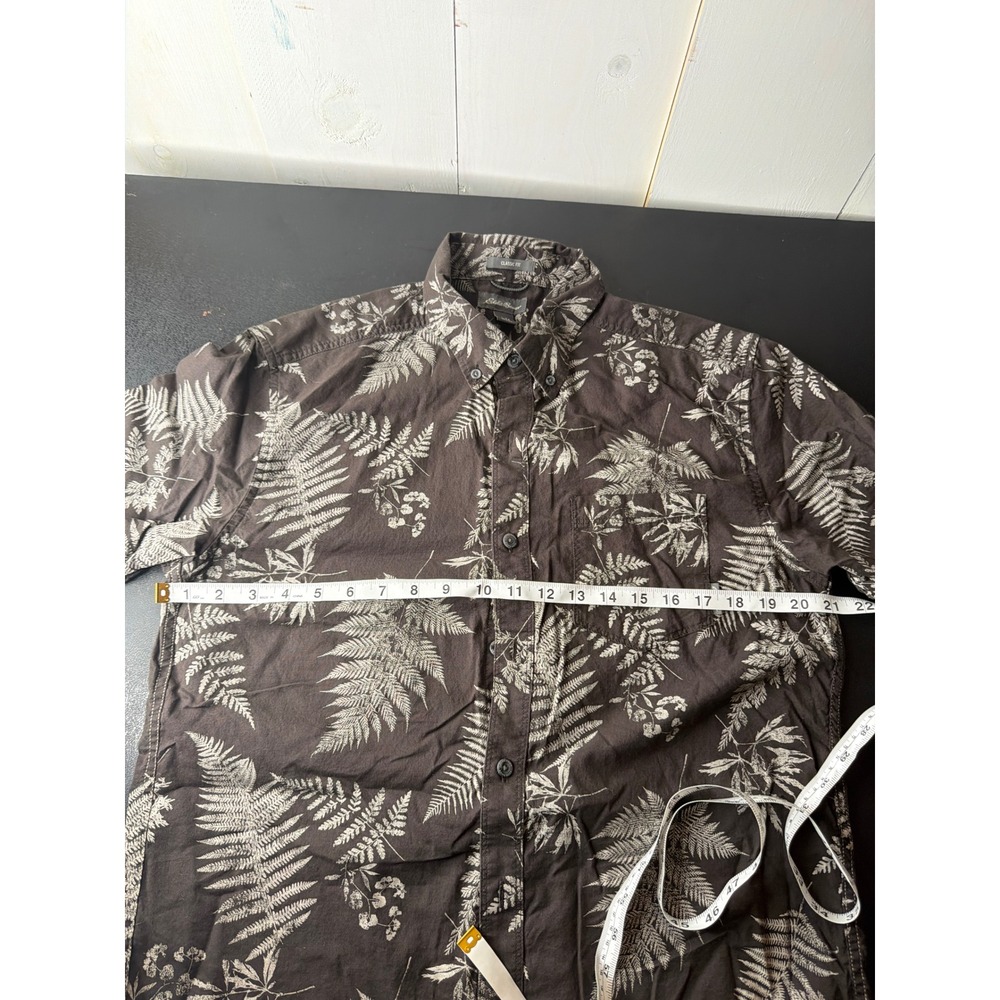 Eddie Bauer Mens M Brown Cotton Fern Print Short Sleeve Shirt - Picture 4 of 14